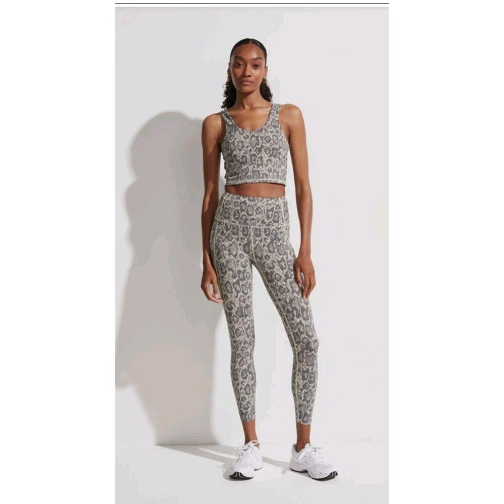Varley Lets Go Running Leggings Sage Noise Snake Print Large Yoga Workout